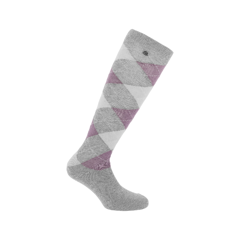 Equithème - Rijsokken Argyle grijs/lila | - Ohlala