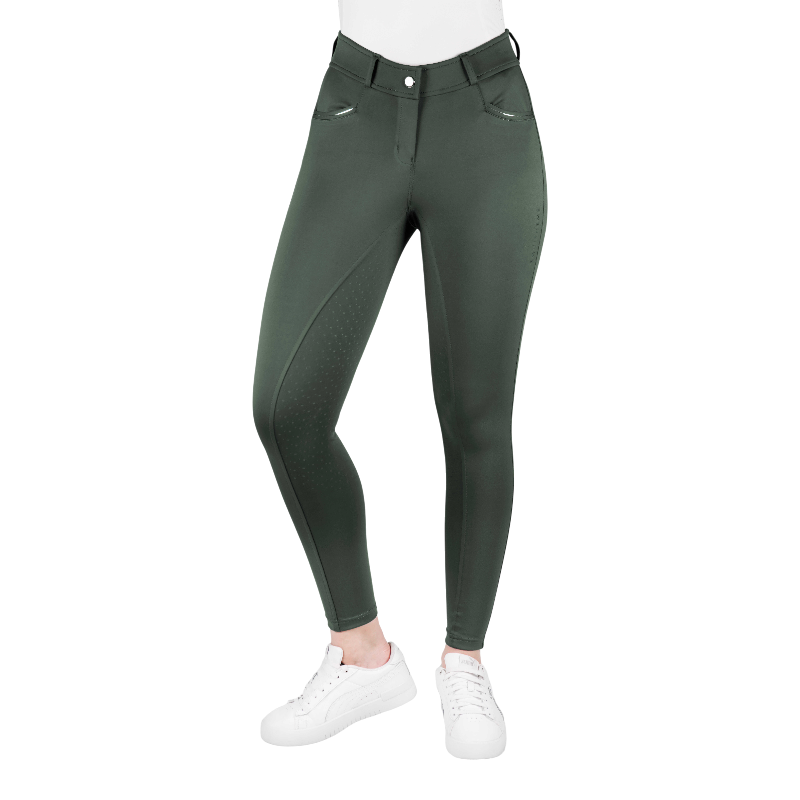 Equithème - Pantalon d'équitation femme Carly kaki