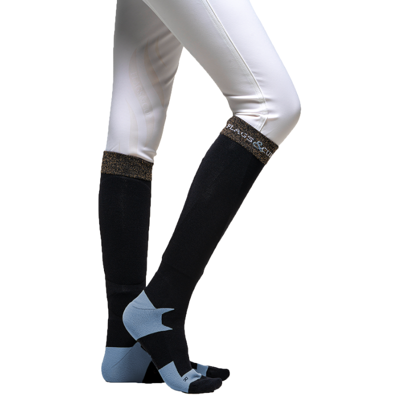 Flags & Cup - Chaussettes d'équitation femme Olbia noir/ iris