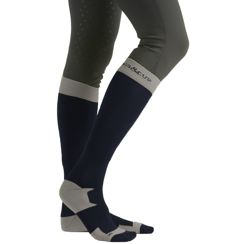 Flags & Cup - Chaussettes d'équitation mixtes Prato marine/ gris