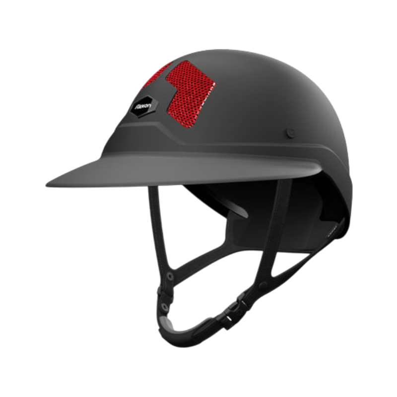 Flex On - Casque d'équitation Armet Dark grilles rouge visière Angel