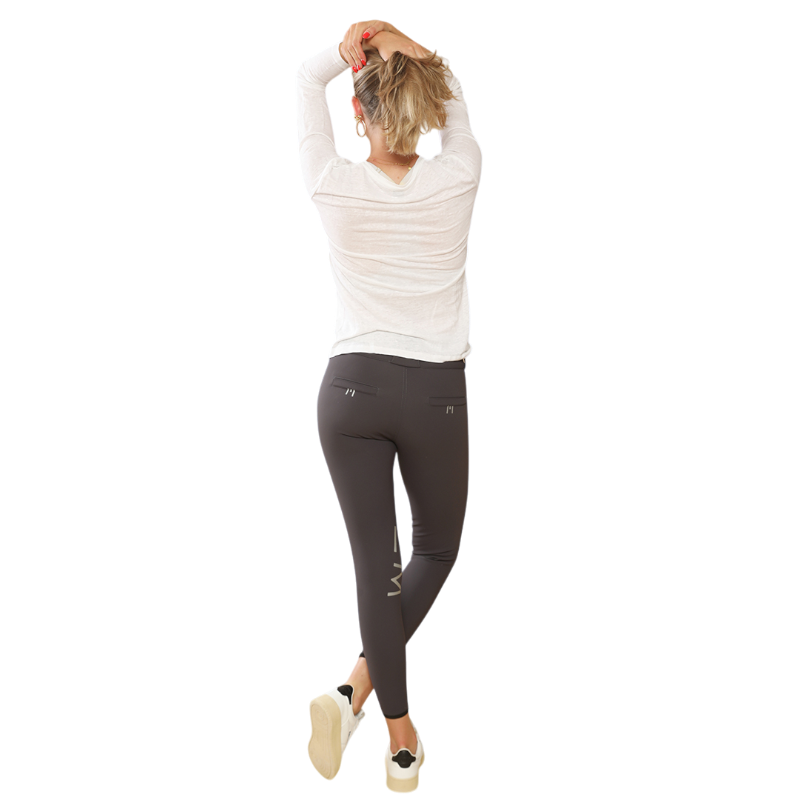 GEM - Pantalon d'équitation femme Max gris anthracite/ logo silver