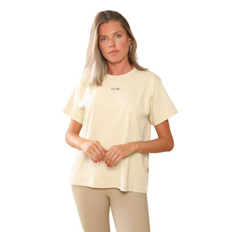 GEM - T-shirt manches courtes femme Eclair beige/ léopard