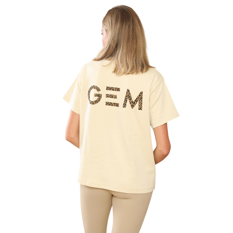 GEM - T-shirt manches courtes femme Eclair beige/ léopard
