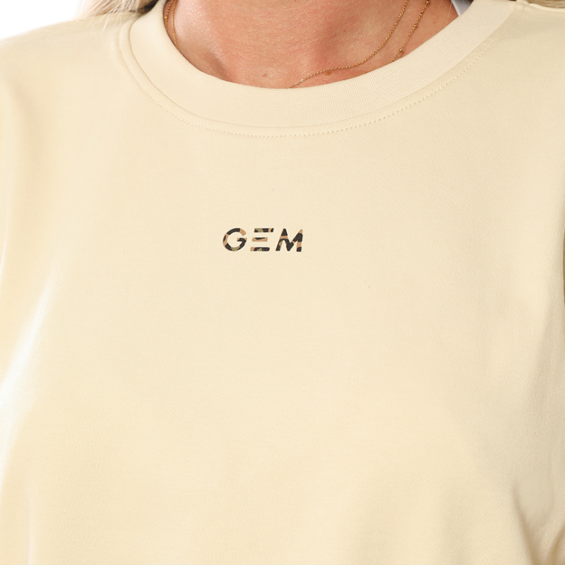 GEM - T-shirt manches courtes femme Eclair beige/ léopard