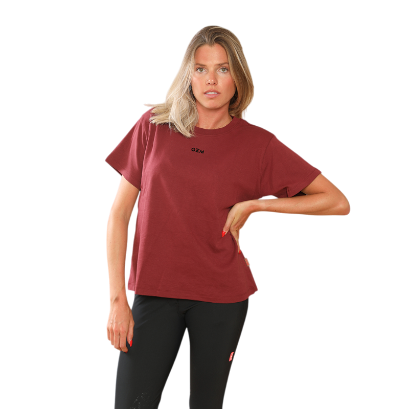GEM - T-shirt manches courtes femme Eclair bordeaux/ noir