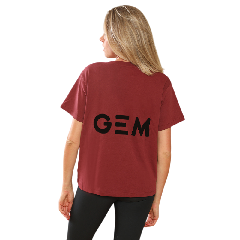 GEM - T-shirt manches courtes femme Eclair bordeaux/ noir