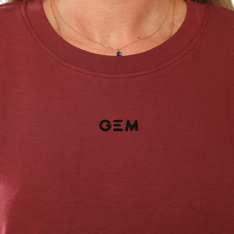 GEM - T-shirt manches courtes femme Eclair bordeaux/ noir