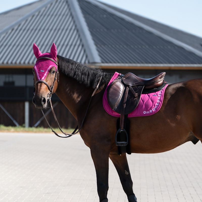 GEM - Tapis de selle Essentiel rose magenta/ logo blanc
