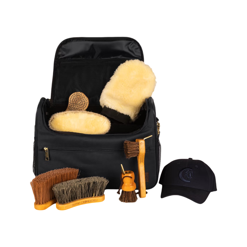 Grooming Deluxe - Set Grooming bag de pansage  noir + brosses