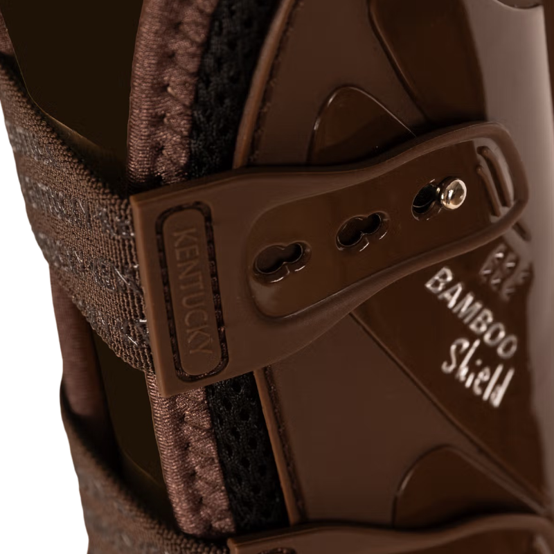 Kentucky Horsewear - Guêtres Elastic protection genoux marron | - Ohlala