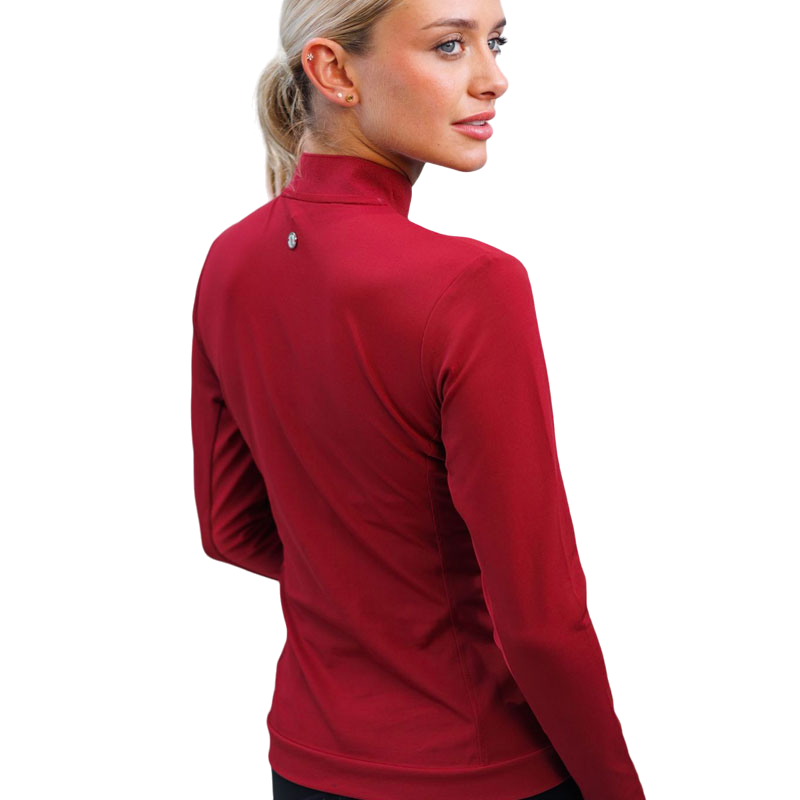 Harcour - Polo technique manches longues femme Pacific rouge rubis