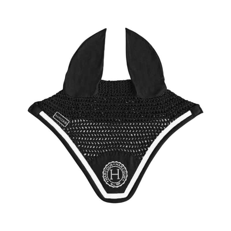 Harcour - Bonnet pour chevaux Fredy noir/ blanc