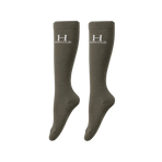 Harcour - Chaussettes d'équitation Badminton vert olive (x2)
