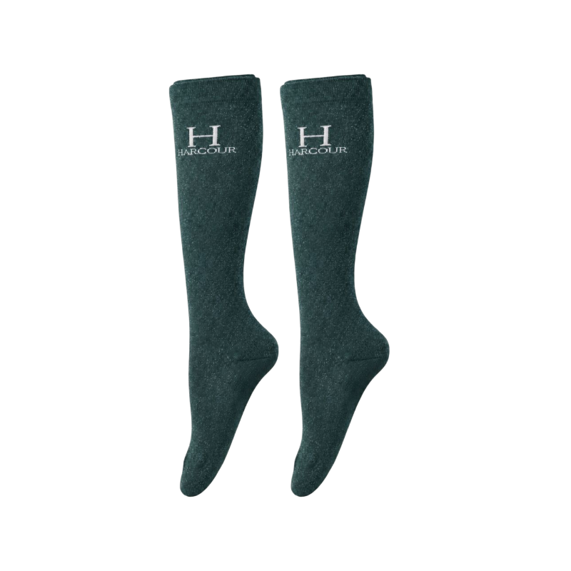 Harcour - Chaussettes d'équitation Happy à pailettes jungle (x2)