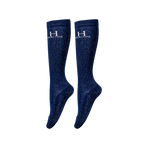 Harcour - Chaussettes d'équitation Happy à pailettes marine (x2)