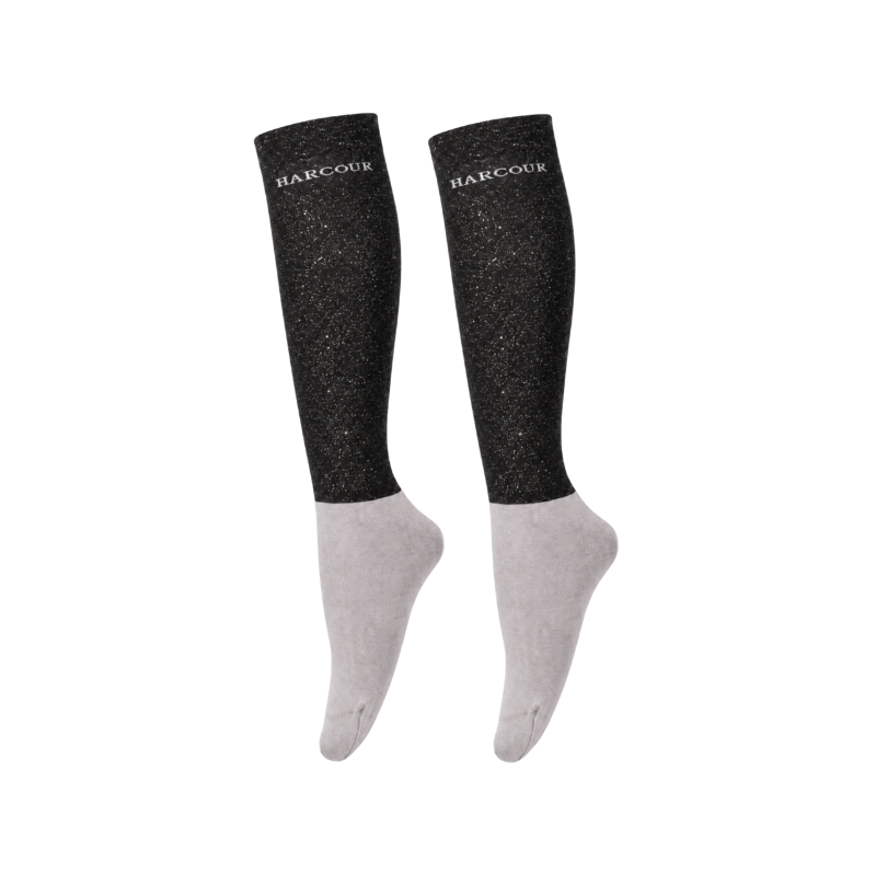 Harcour - Chaussettes d'équitation Vaela à paillettes noir (x2)