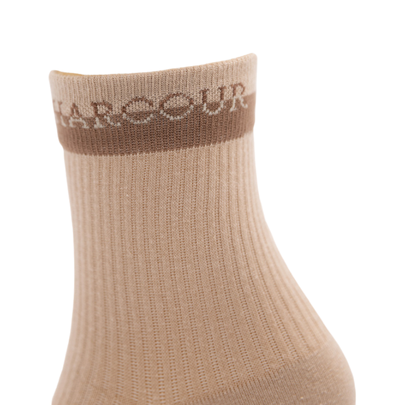 Chaussettes courtes Cannelle moka/ crème (x3) - Harcour