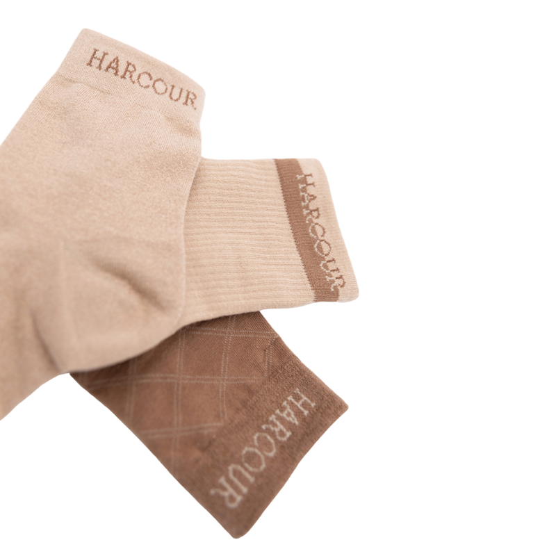 Chaussettes courtes Cannelle moka/ crème (x3) - Harcour