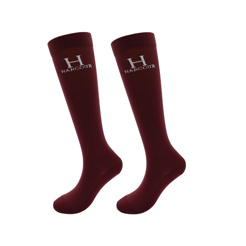 Harcour - Chaussettes d'équitation Badminton vigne (x2)