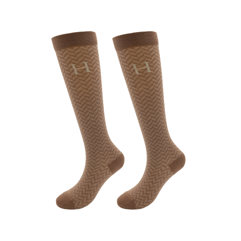 Harcour - Chaussettes d'équitation Carly vigne/ marine/ chevron (x3)