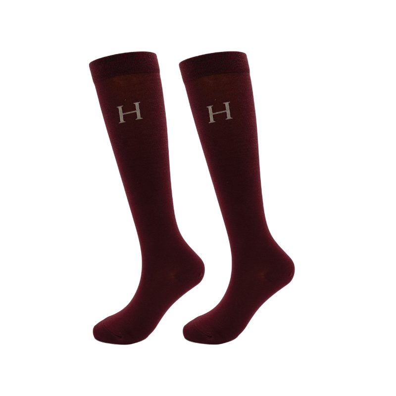Harcour - Chaussettes d'équitation Carly vigne/ marine/ chevron (x3)