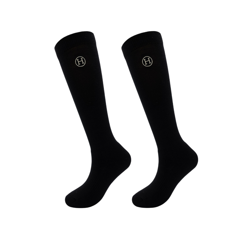 Harcour - Chaussettes d'équitation unisexe Chris noir