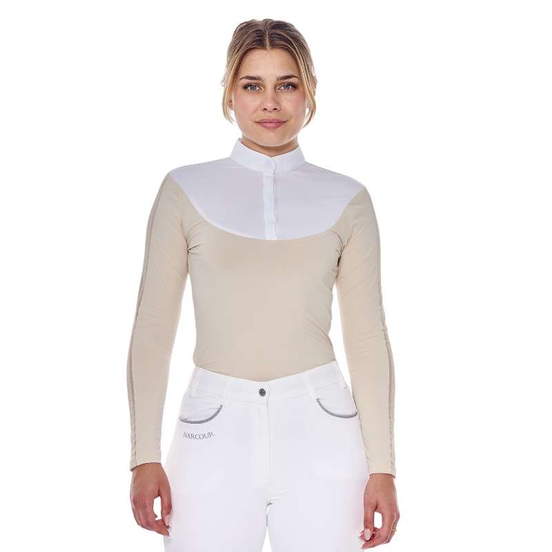 Harcour - Polo de concours manches longues femme Pannie ivoire