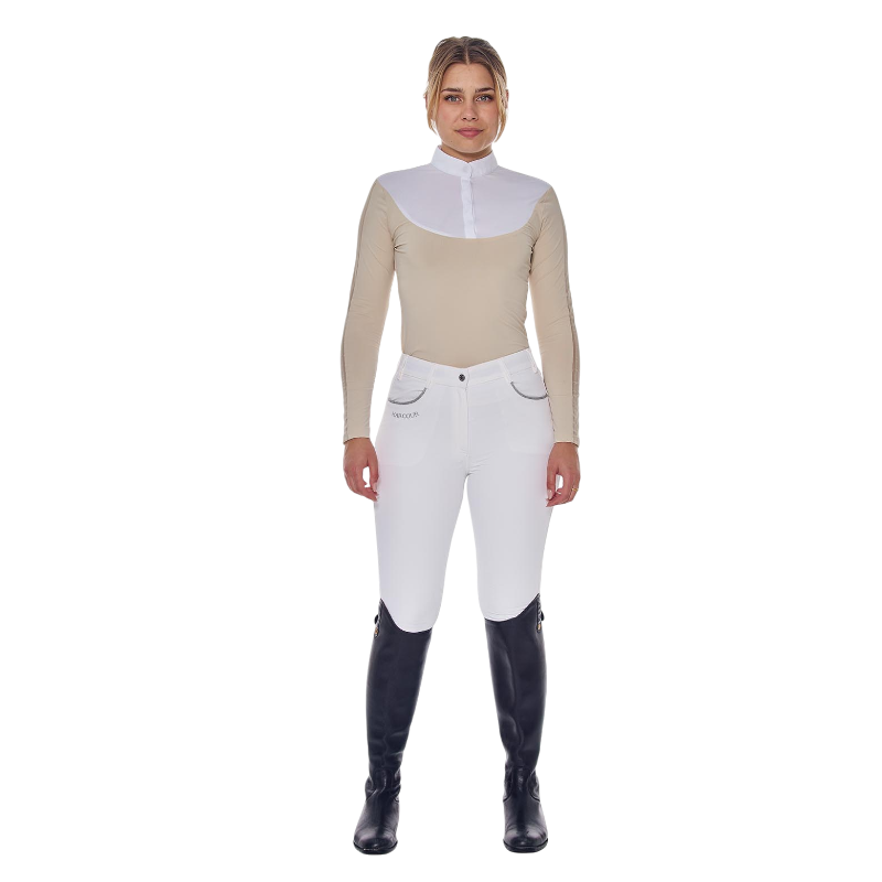Harcour - Polo de concours manches longues femme Pannie ivoire