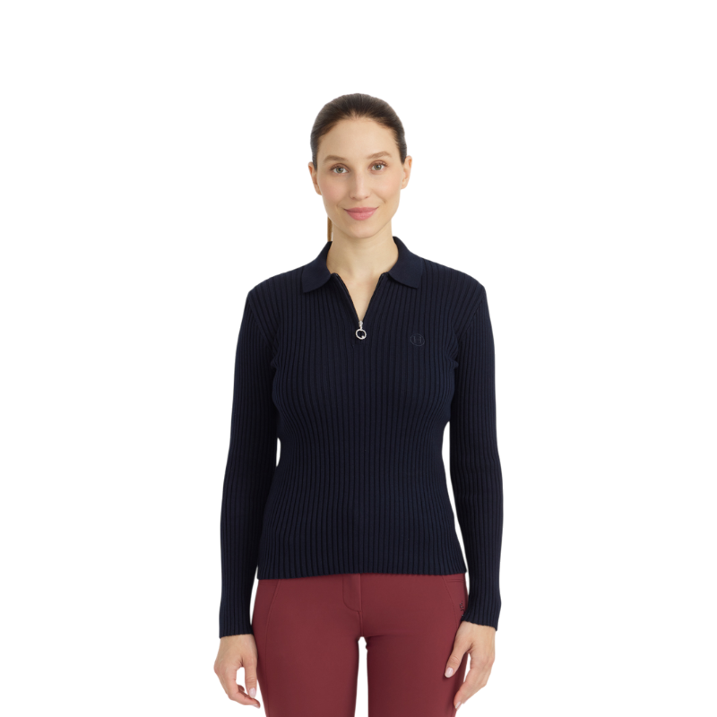 Harcour - Polo manches longues femme Celeste marine