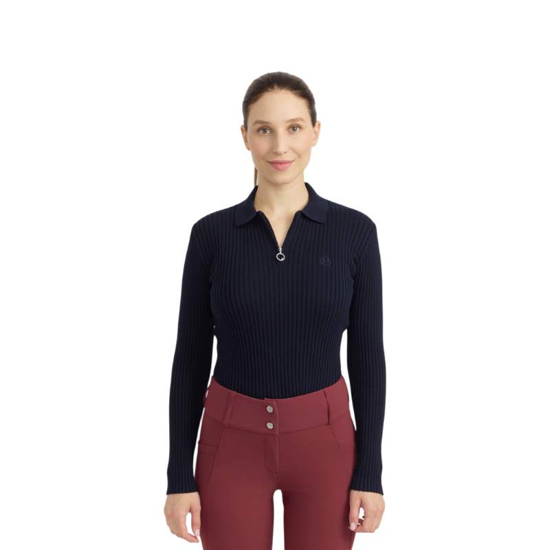 Harcour - Polo manches longues femme Celeste marine