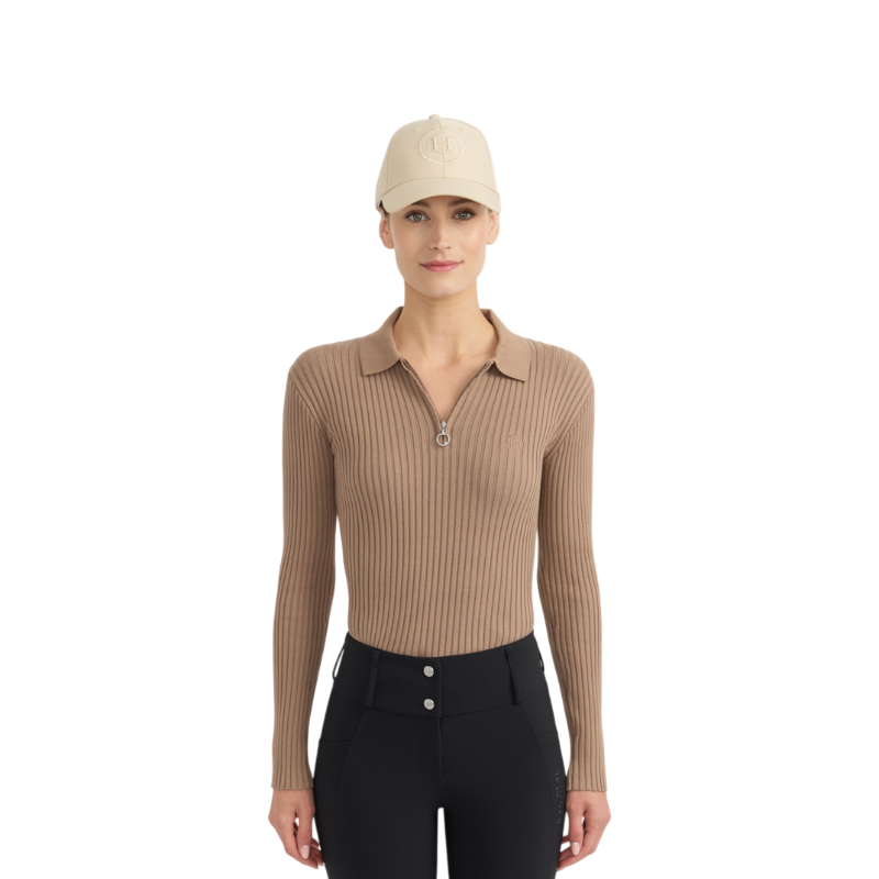 Harcour - Polo manches longues femme Celeste moka
