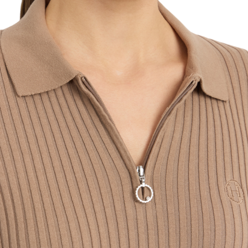 Harcour - Polo manches longues femme Celeste moka