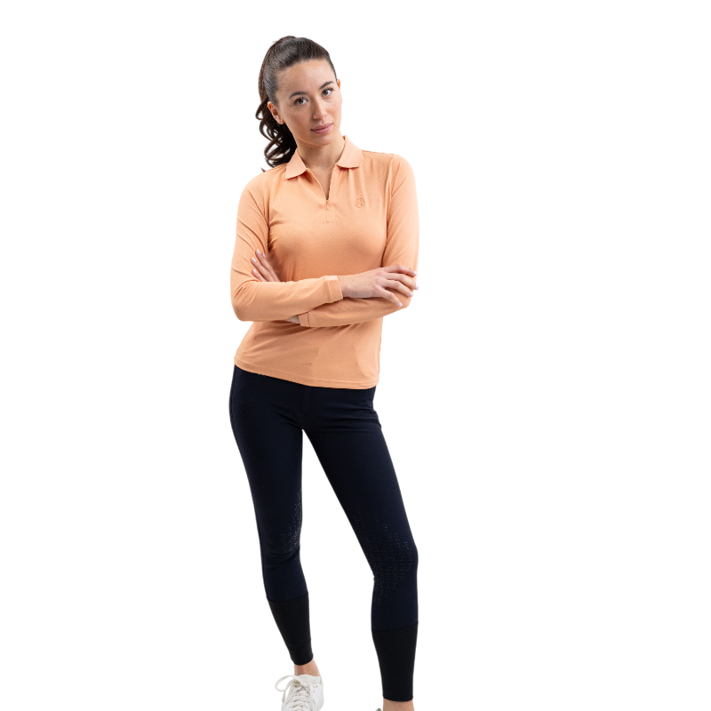 Harcour - Polo manches longues femme Pepite abricot