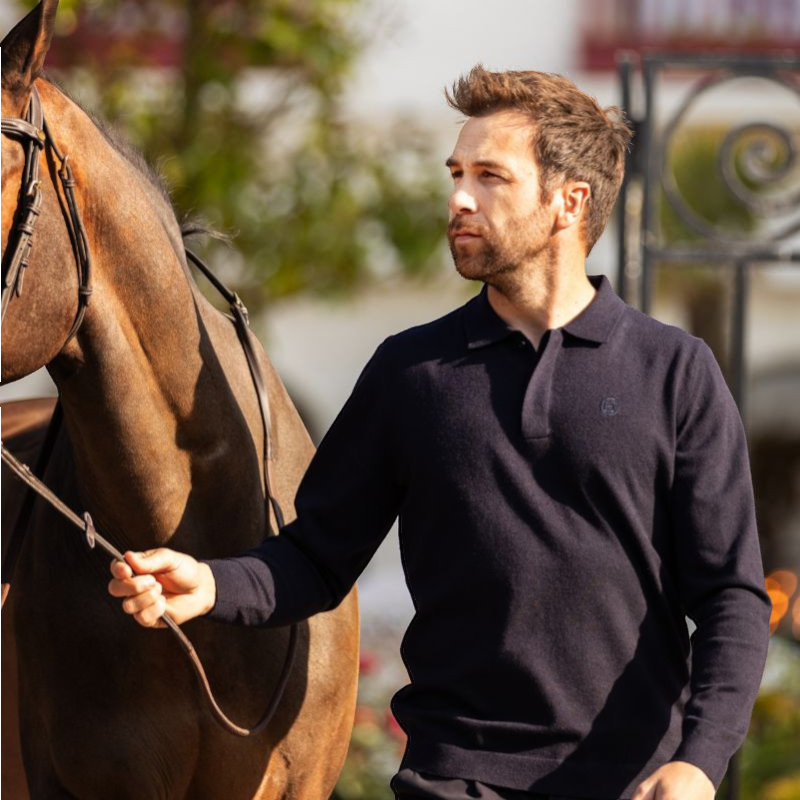 Harcour - Polo manches longues homme Ange marine | - Ohlala