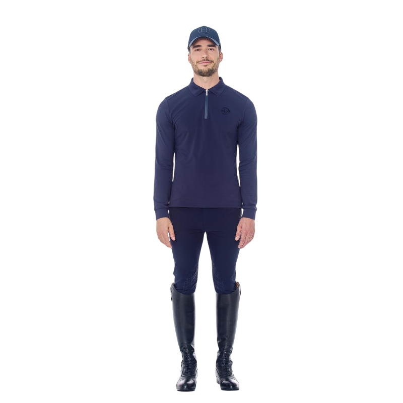 Harcour - Polo manches longues homme Pico marine | - Ohlala