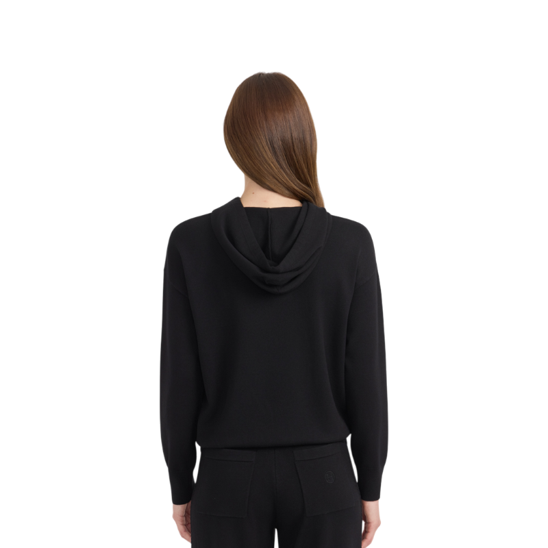 Harcour - Pull à capuche manches longues femme Capucine noir
