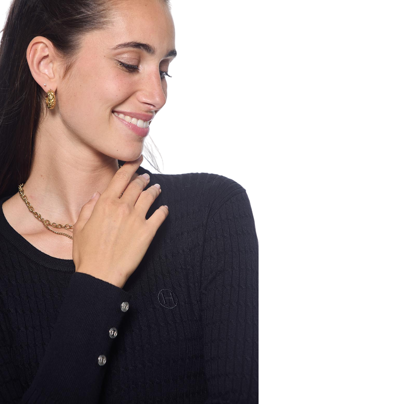 Harcour - Pull manches longues femme Pompadou noir