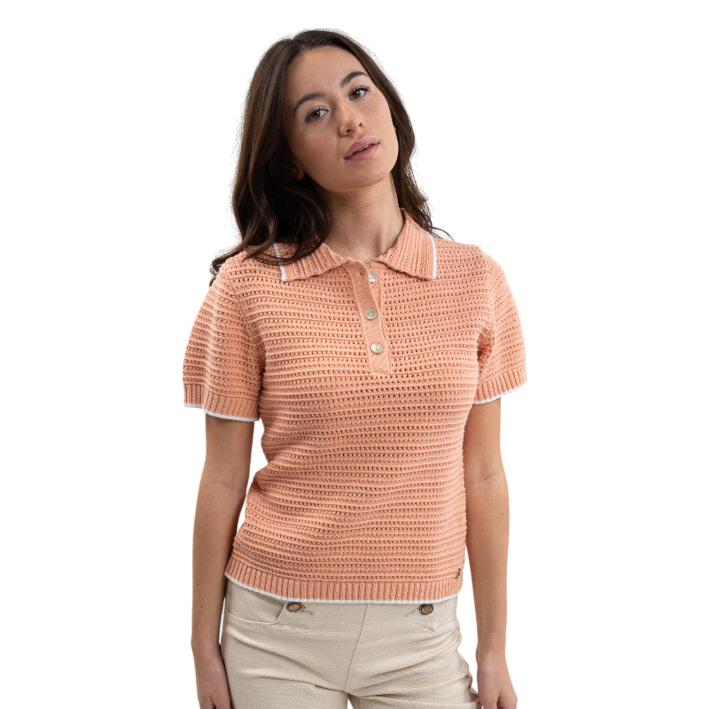 Harcour - T-shirt manches courtes femme Pony abricot