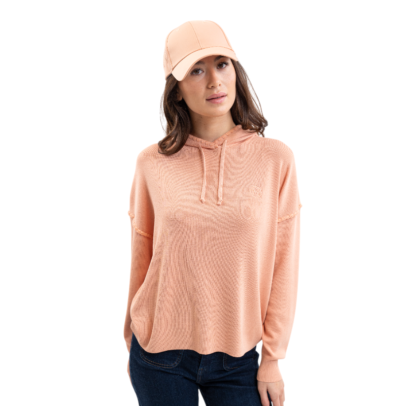 Harcour - Sweat à capuche manches longues femme Plume abricot