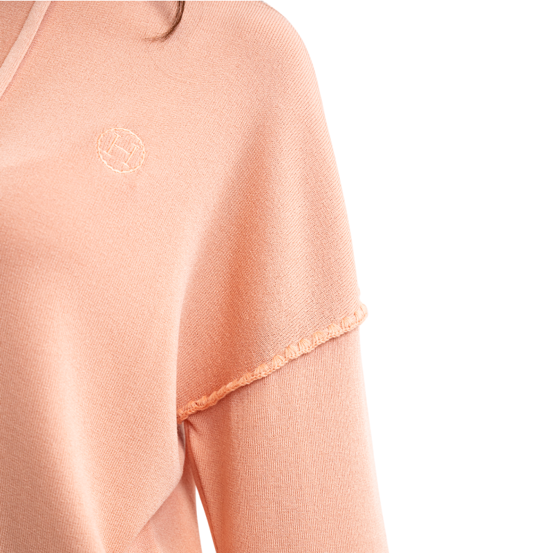 Harcour - Sweat à capuche manches longues femme Plume abricot