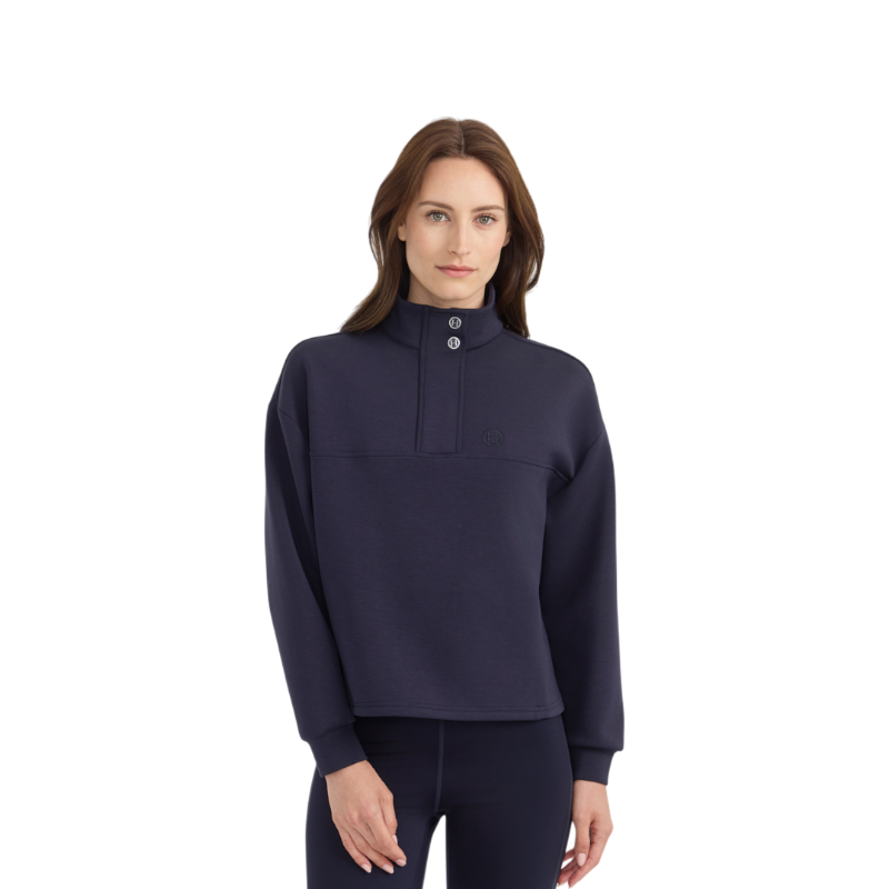 Harcour - Sweat col zippé manches longues femme Cassandre marine