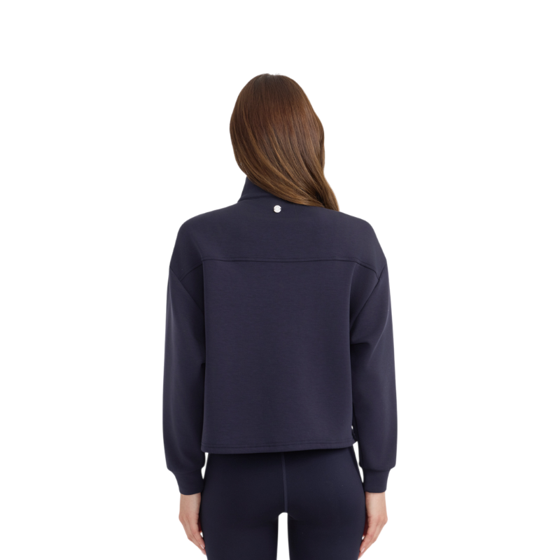 Harcour - Sweat col zippé manches longues femme Cassandre marine