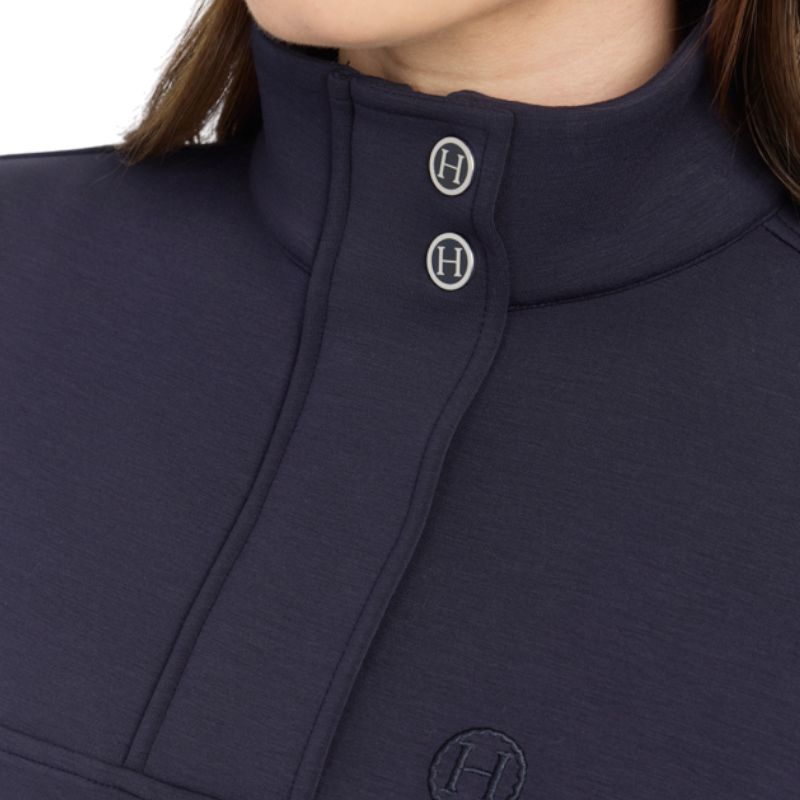 Harcour - Sweat col zippé manches longues femme Cassandre marine