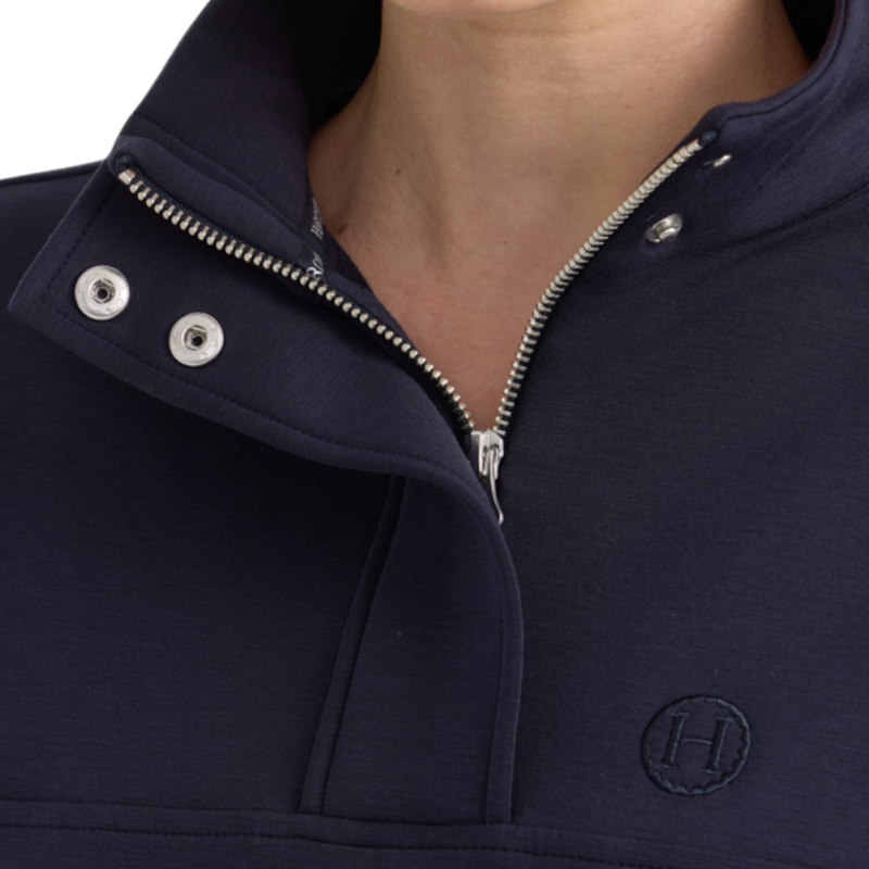 Harcour - Sweat col zippé manches longues femme Cassandre marine