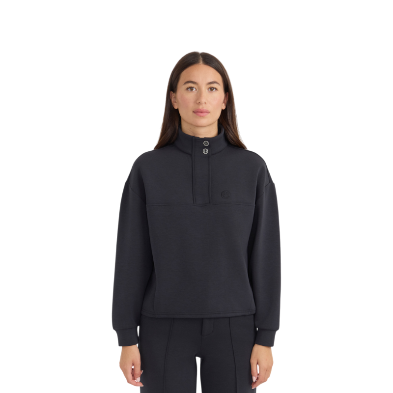 Harcour - Sweat col zippé manches longues femme Cassandre noir