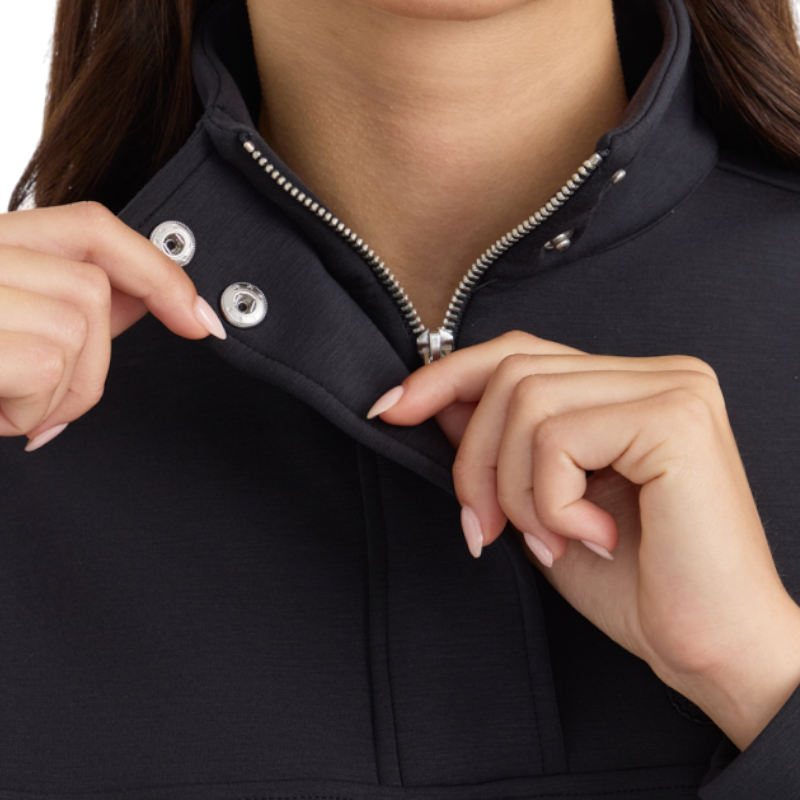 Harcour - Sweat col zippé manches longues femme Cassandre noir