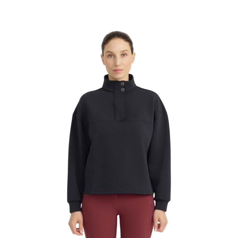 Harcour - Sweat col zippé manches longues femme Cassandre noir