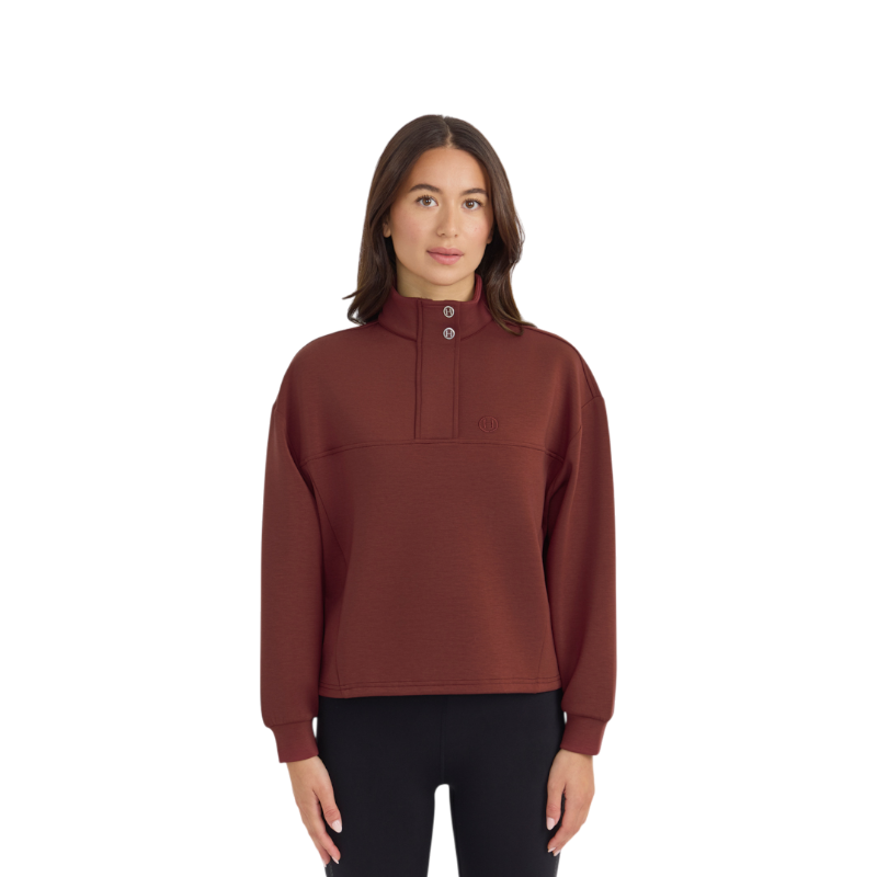Harcour - Sweat col zippé manches longues femme Cassandre vigne