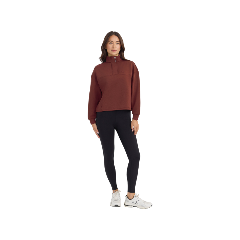 Harcour - Sweat col zippé manches longues femme Cassandre vigne